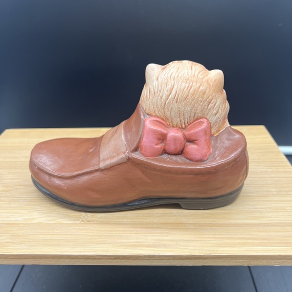 1977 Vintage Albertas Molds Ceramic White Cat in a Shoe in Chalk Ware Signed - Picture 5 of 11